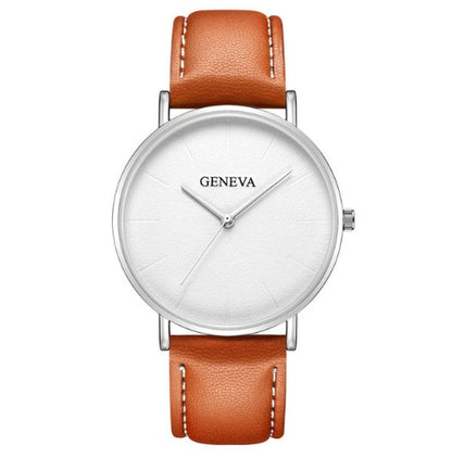 Geneva Classic Black Belt Watch – Minimalist Leather Strap Design