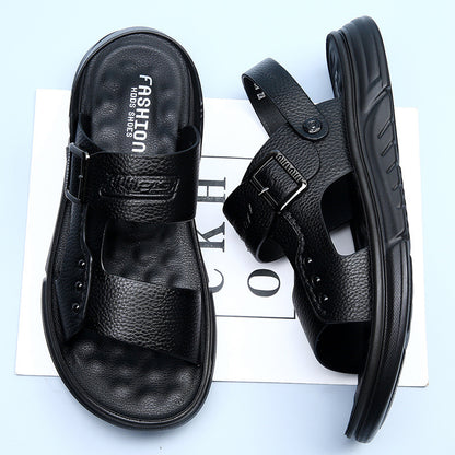 Soft Leather Men's Casual Beach Shoes – Latex-Padded Comfort