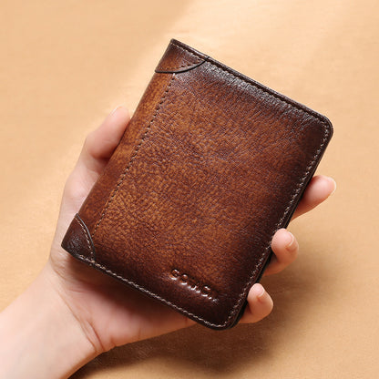 New style men's wallet multifunctional leather short wallet
