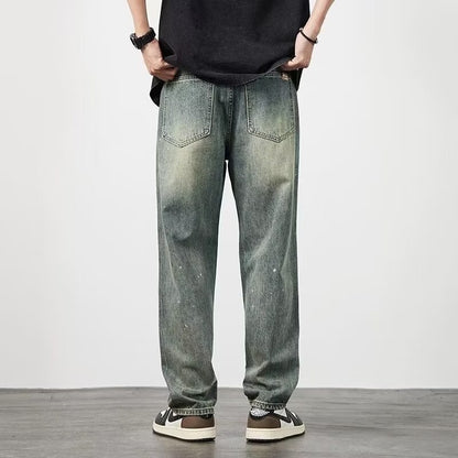 Men's Distressed High Waist Straight Leg Jeans – Rugged Streetwear Vibes
