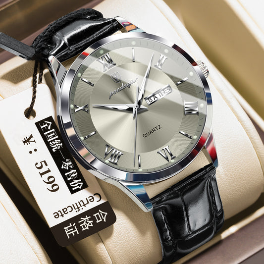 Men's Casual Luminous Double Calendar Waterproof Watch