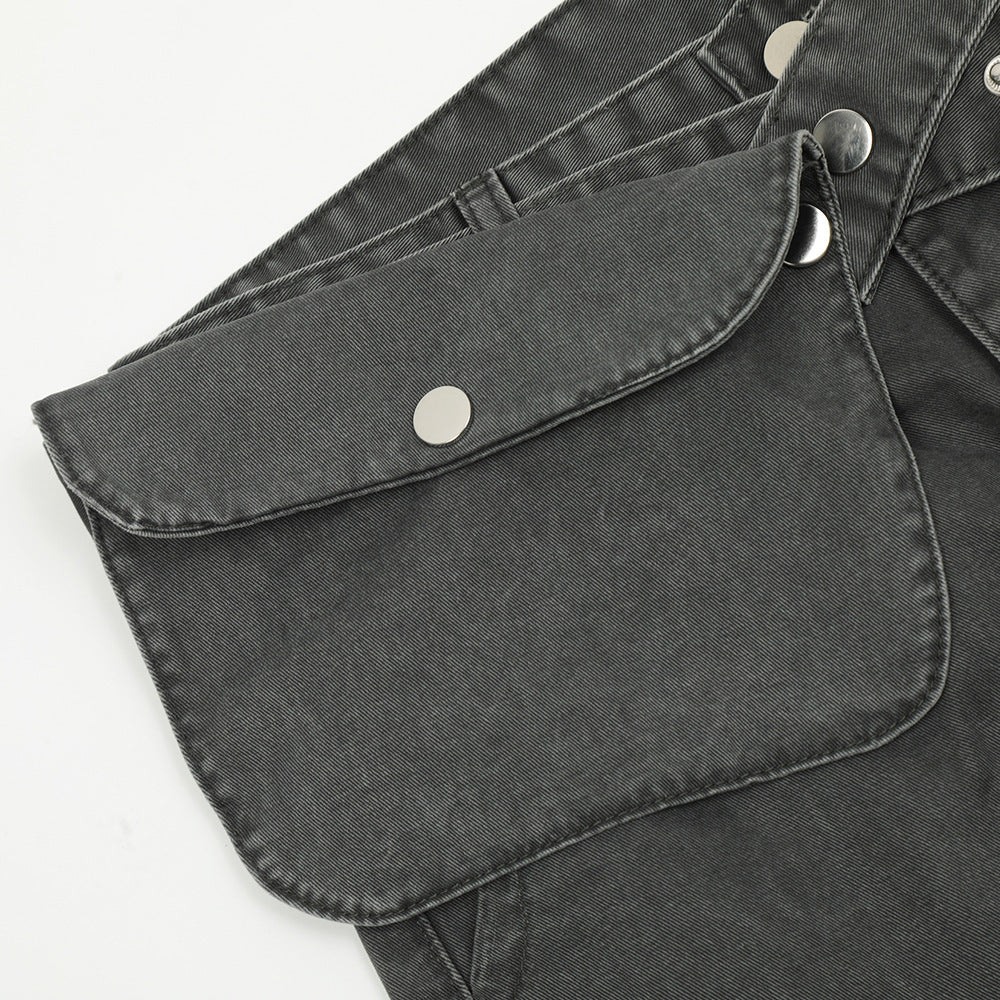 Men’s Loose Fit Tactical Denim Trousers – Rugged Outdoor-Ready Jeans