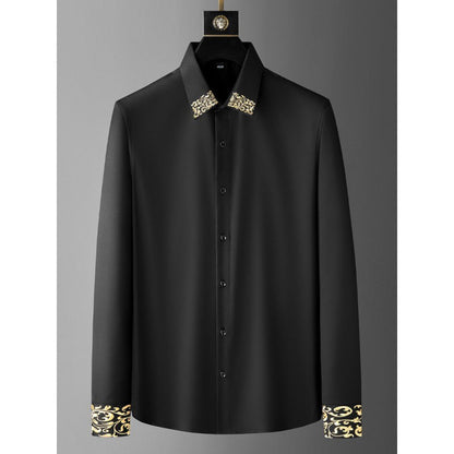 Men’s Spring Luxury European Style Embroidered Loose Oversized Shirt – High-End Fashion