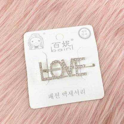 Fashion girls silver plated English alphabet clips trend hair accessories side clips hairpin