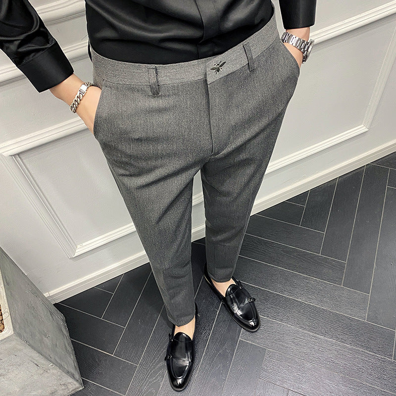 Slim Fit Casual Trousers in England Pure Color Casual Trousers