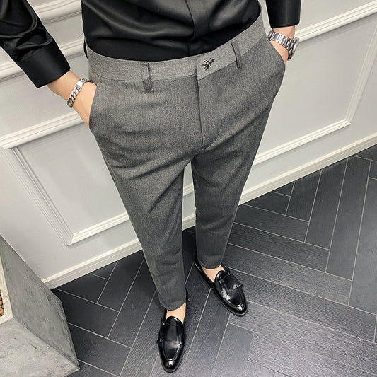 Slim Fit Casual Trousers in England Pure Color Casual Trousers