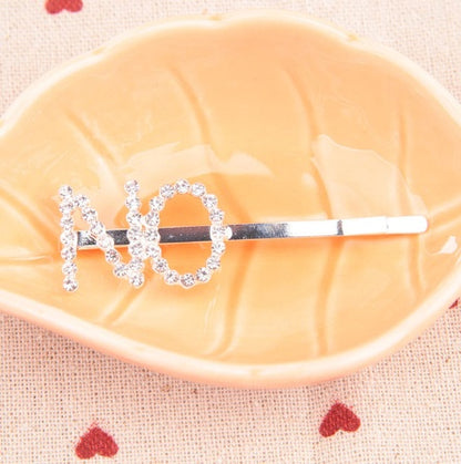 Fashion girls silver plated English alphabet clips trend hair accessories side clips hairpin