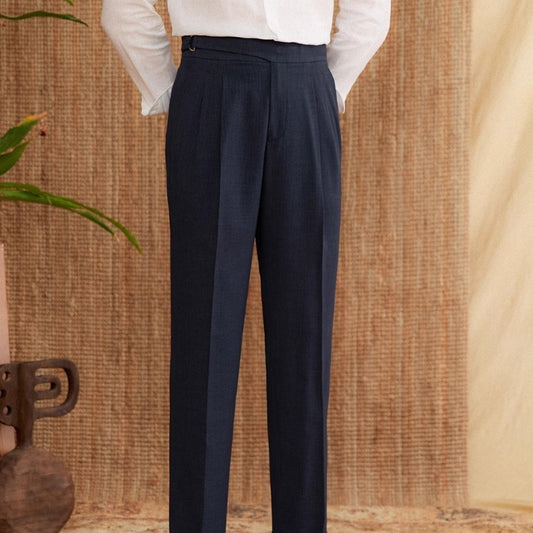 High Waist Houndstooth Straight Pants – Neapolitan Breathable Casual Suit Trousers