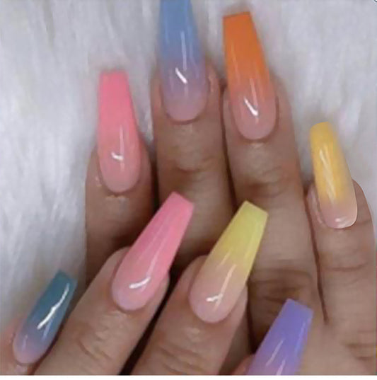 Long Ballet Nails With Flat And Pointed Water Droplets Fake Nails