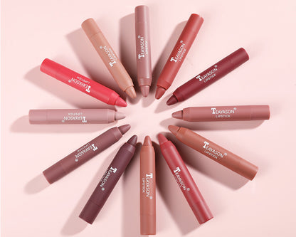 3‑Pack Matte Velvet Lipstick Crayons – Bean‑Paste & Milk‑Tea Shades for Everyday Glam