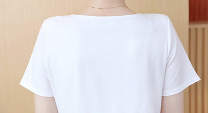 Summer Korean Fashion Mid-Length Short-Sleeved Fake Two-Piece Breastfeeding Plus Size Dress