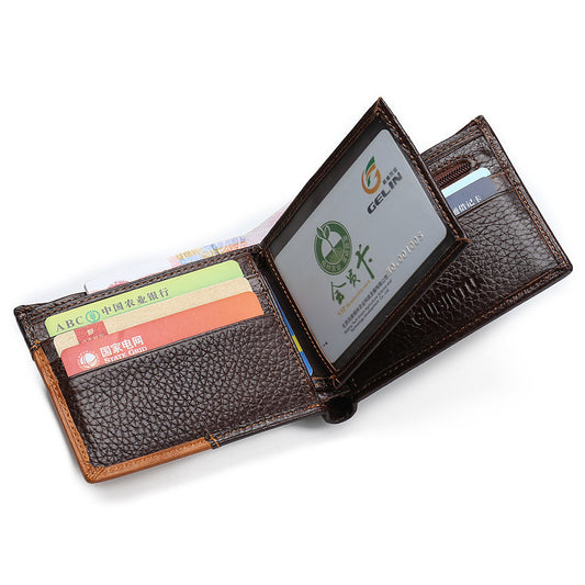 GUBINTU Men’s Genuine Cow Leather Wallet – Western Style Bifold