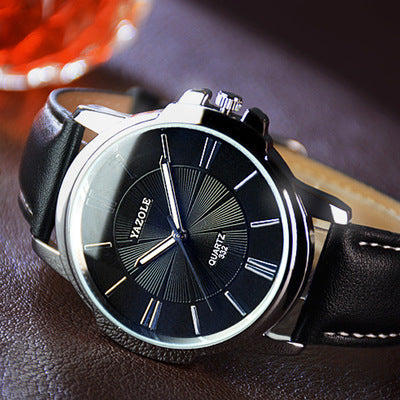 YAZOLE 332 Men’s Quartz Business Watch – Classic Leather Strap, Luxury Analog Display