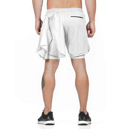 Running Shorts Men 2 In 1 Double-deck Quick Dry GYM  Fitness Jogging Workout  Pants