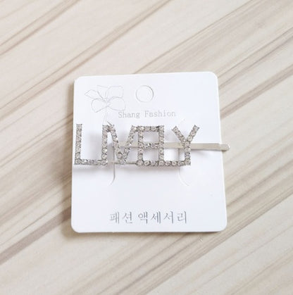 Fashion girls silver plated English alphabet clips trend hair accessories side clips hairpin