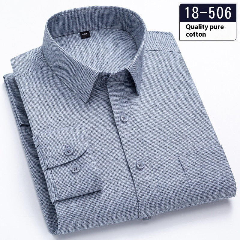 Men’s Solid-Color Long-Sleeve Pocket Business Shirt – Lightweight and Sleek