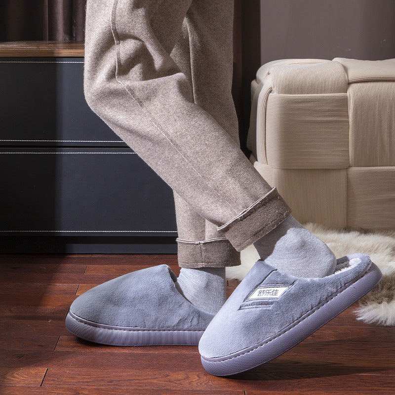 Men’s Velvet Thermal Platform Slippers – Non-Slip & Warm Indoor Winter Footwear