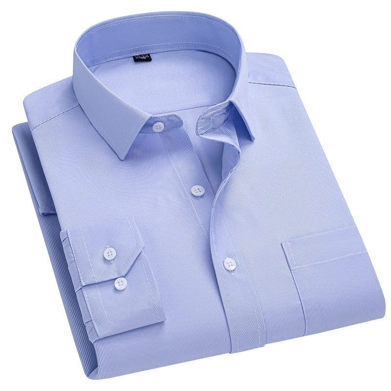 Men’s Plaid Long-Sleeve Shirt – Square Collar Business Casual