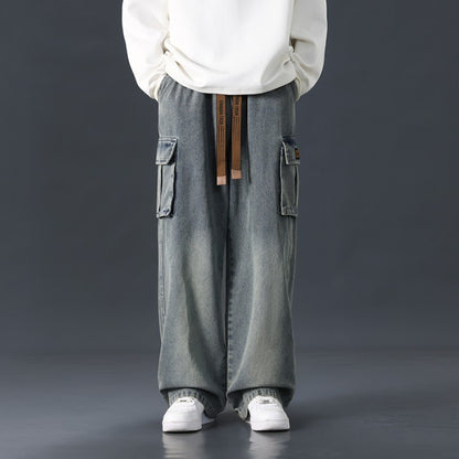 Men's Loose Fit Gradient Washed Wide-Leg Jeans – Draped Streetwear Denim