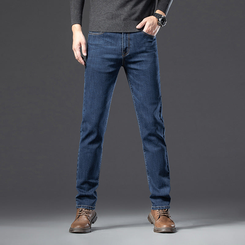 Men’s Fleece-Lined Slim Straight Jeans – Warm & Stylish Winter Essential