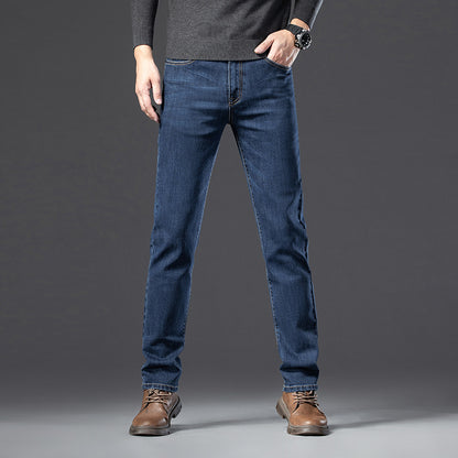 Men’s Fleece-Lined Slim Straight Jeans – Warm & Stylish Winter Essential