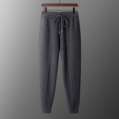 Wool Cardigan Men's Stand Collar Zipper Knitted Sweater Coat Warm And Loose Cashmere Pants Men