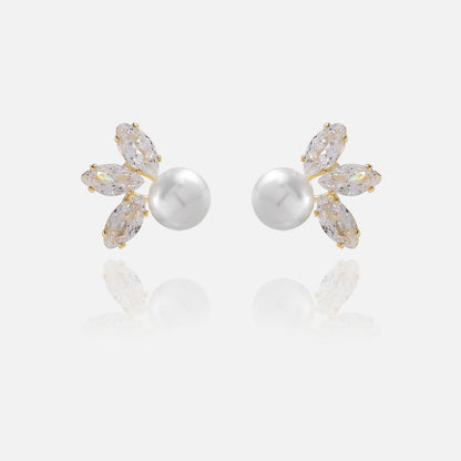 925 High-grade Three-petal Zircon Leaf Earrings