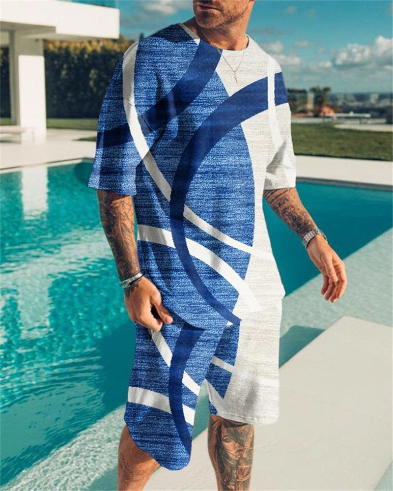 3D Digital Printed T-shirt Men's T-shirt Casual Suit