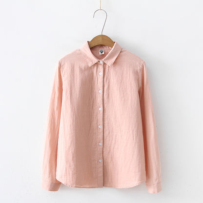 Double-layer Cotton Yarn Pure Color Skin-friendly Long-sleeved Shirt