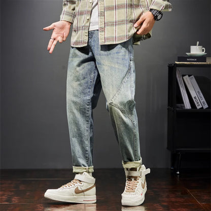 Men’s Loose Fit Harem 9/10 Jeans – Workwear Style Cropped Denim