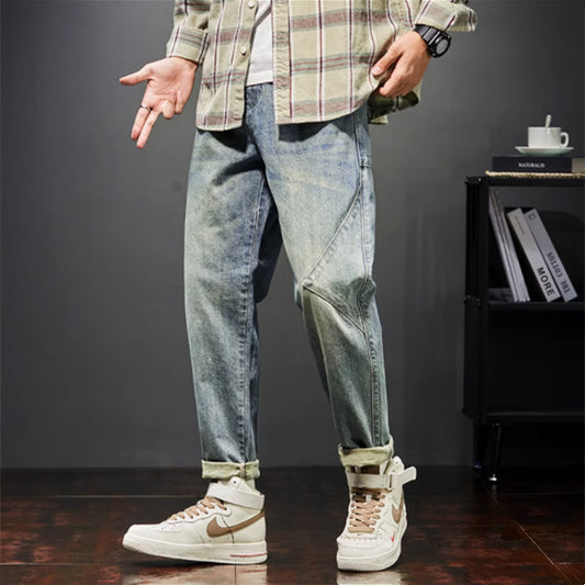 Men’s Loose Fit Harem 9/10 Jeans – Workwear Style Cropped Denim