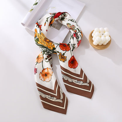 Fashion Gorgeous Printing Mesh Red Style Contrast Color Silky Scarf