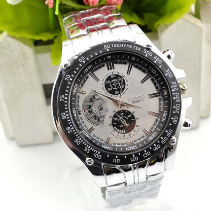 Men’s Sport Style Quartz Watch – Stylish Alloy Strap, Round Dial