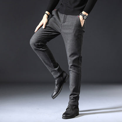 Fleece-Lined Slim Fit Stretch Pants – Winter Warm Casual Bottoms for Men