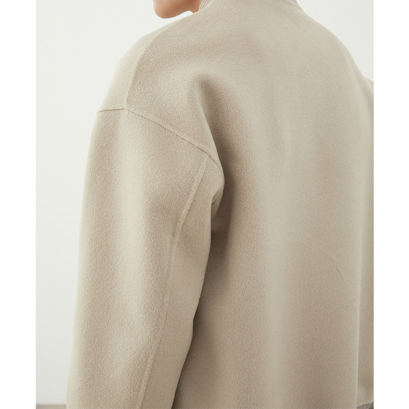 Men’s Double-Faced Wool Drop‑Shoulder Coat – Soft Unlined Retro Woolen Overcoat