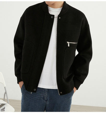 Men’s Double-Faced Wool Drop‑Shoulder Coat – Soft Unlined Retro Woolen Overcoat