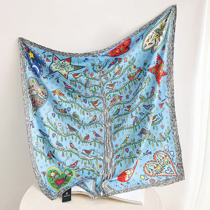 Fashion Gorgeous Printing Mesh Red Style Contrast Color Silky Scarf
