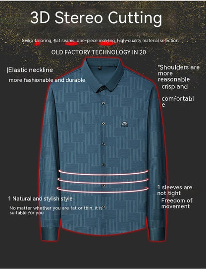 Men’s Autumn Seamless Long-Sleeve Business Casual Shirt – Elegant Comfort