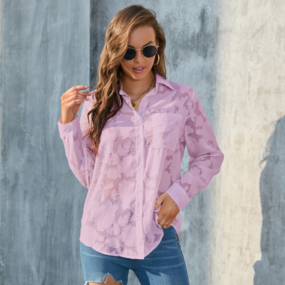 Plus Size Women's Loose Top Casual Chiffon Shirt