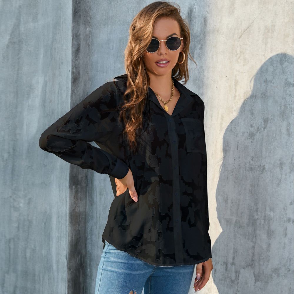 Plus Size Women's Loose Top Casual Chiffon Shirt