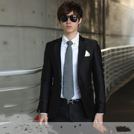 Men's Formal 3-Piece Suit – Slim Fit Business Blazer with Vest and Trousers (Black)