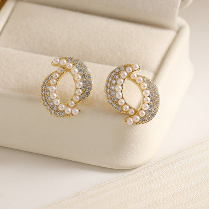 Light Luxury Exquisite Geometric Pearl Ear Studs