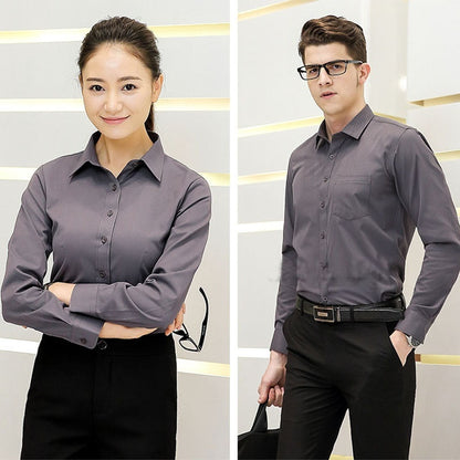 Unisex Slim-Fit Long-Sleeve Business Shirt – Matching Men's & Women's Style