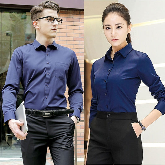Unisex Slim-Fit Long-Sleeve Business Shirt – Matching Men's & Women's Style