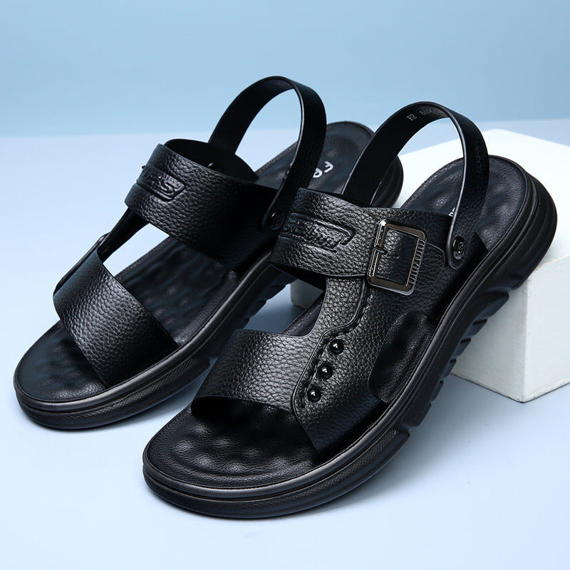 Soft Leather Men's Casual Beach Shoes – Latex-Padded Comfort