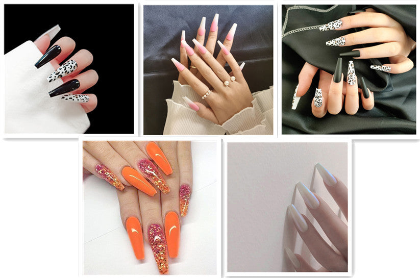 Long Ballet Nails With Flat And Pointed Water Droplets Fake Nails