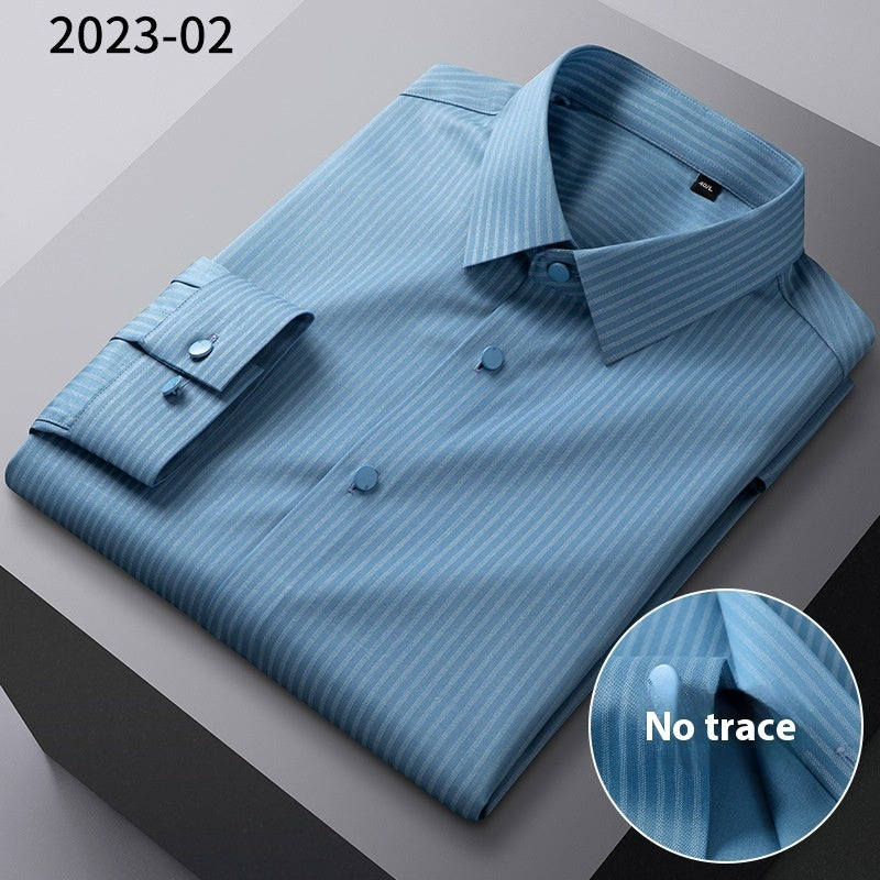Men’s Seamless Bamboo-Fiber Striped Shirt – Lightweight Luxury & Breathable Comfort