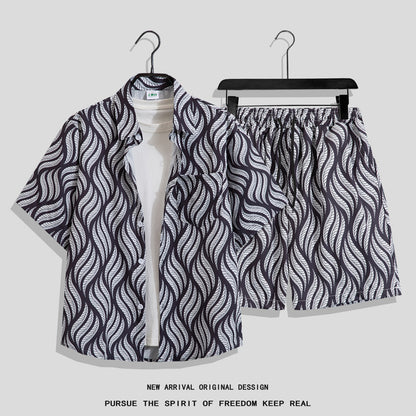 Men’s Hong Kong-Style Retro Printed Short-Sleeve Shirt – Bold & Nostalgic