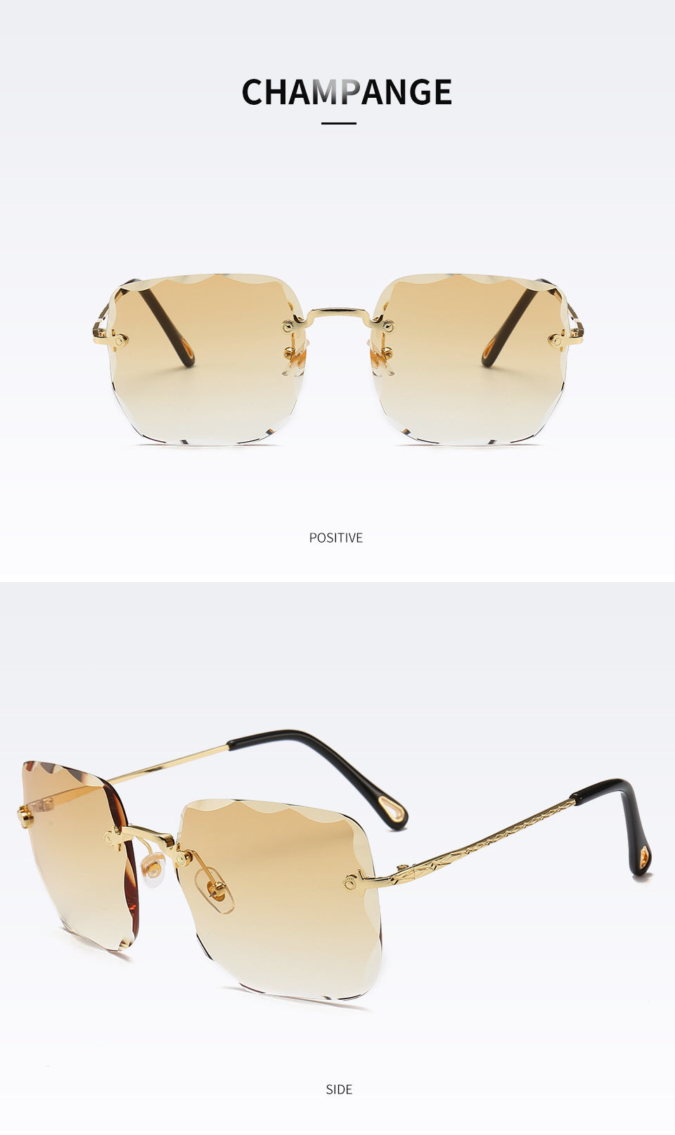 Frameless square sunglasses