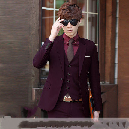 Men's Formal 3-Piece Suit – Slim Fit Business Blazer with Vest and Trousers (Black)